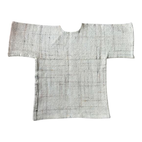 Handwoven by Gretchen one of one top shoulder button close tan cream size S - Picture 14 of 16